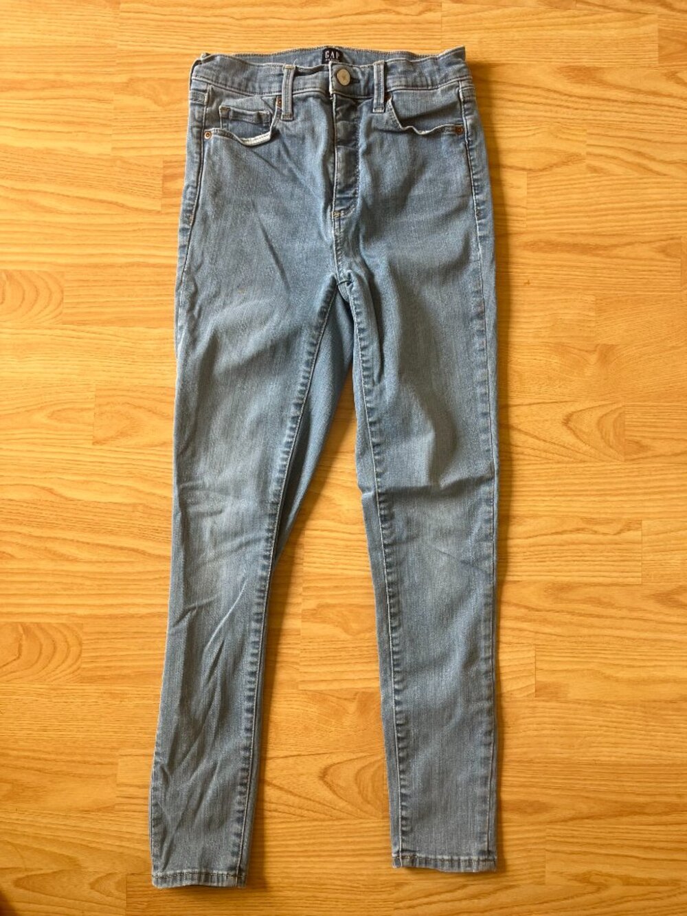 GAP Denim High Rise Light Wash Skinny Jeans Stretch Sz 0